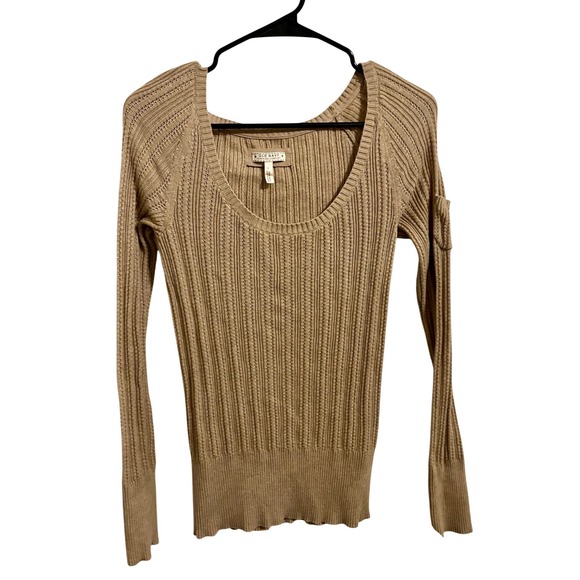 Vintage Old Navy Ribbed Cotton Sweater Neutral Tan M - Picture 2 of 8